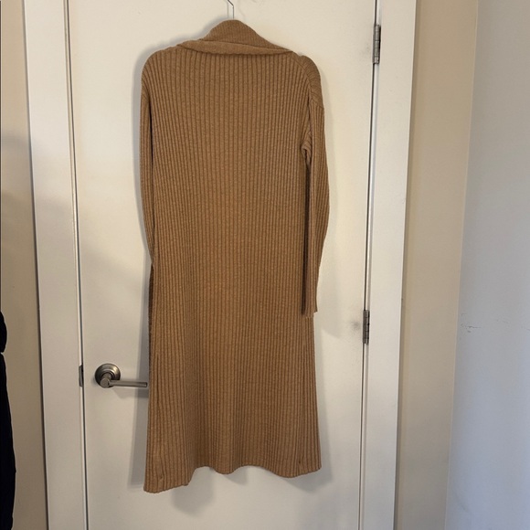 Essentials camel beige long open duster cardigan soft loungewear s small tan - Picture 4 of 4